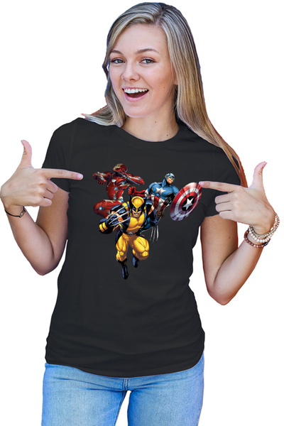 OEM Women's T-shirt Wolverine Captain America Ironman Superheroes
