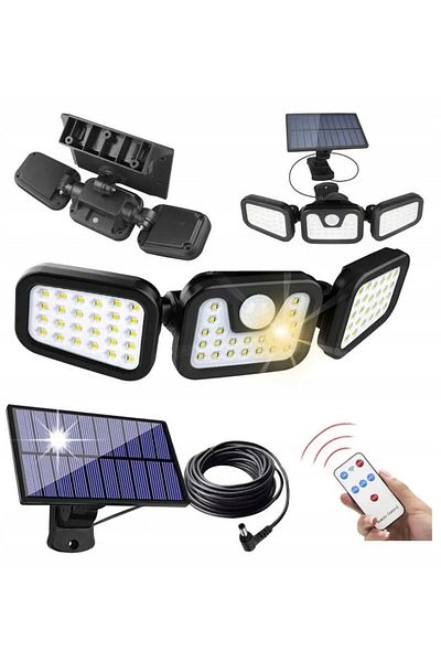 Azaris LAMPA SOLARNA OGRODOWA Z ODDZIELNYM PANELEM CZUJNIKAMI MOCNA 200W