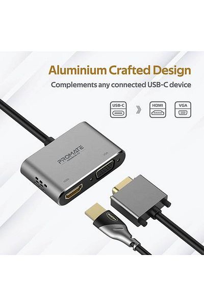 Promate MediaHub-C2 HD adapter supports 4K video and 1080p VGA