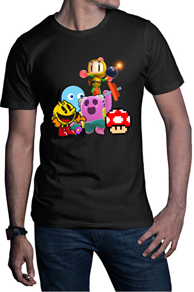 OEM Tricou barbati Brawl Stars Mario Bomberman Pacman Pink Spike Gameplay