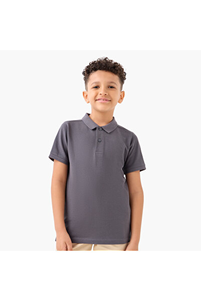Juniors Solid Polo T-shirt with Short Sleeves