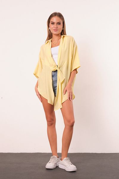 PERA MODA Cămașă subțire de vară Kimono lungă cu cravată în față model cardigan
