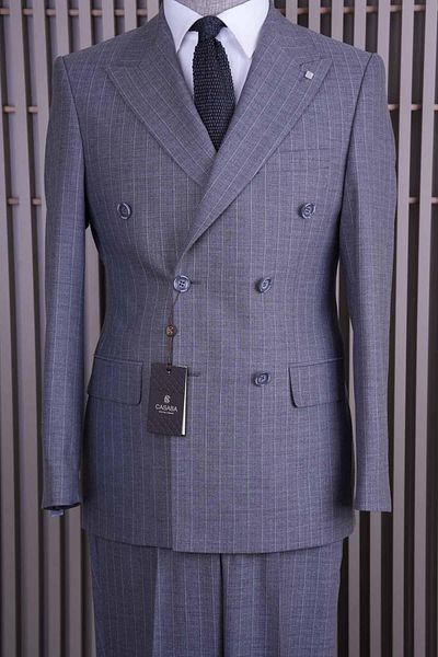 CASABA Striped Men's Double Breasted Suit 7408
