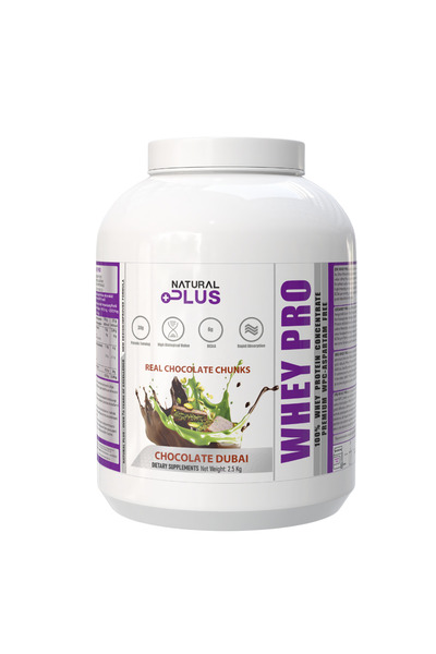 Natural Plus Whey Pro 2.5 kg - 100% Whey Protein Concentrate, Chocolate DUBAI flavour
