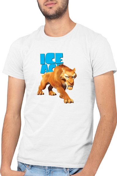 OEM Men's T-shirt Ice Age Logo Lion Ancient Animal Fluffy Huge