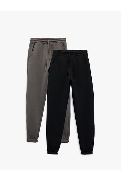 Koton Comfortable Fit Cotton Lace-Up Waist 2-Piece Jogger Sweatpants Set