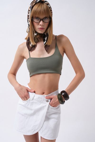Black Fashion Μίνι λευκή φούστα Wrap Denim
