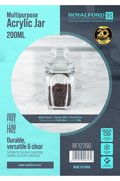 ROYALFORD مرطبان أكريليك متعدد الأغراض سعة 200 مل RF12766