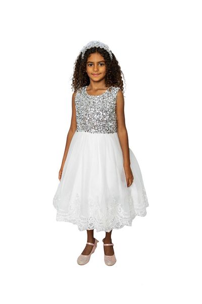 ddaniela D' Daniela - Mini Maya Kids Sequin Applique Dress -White