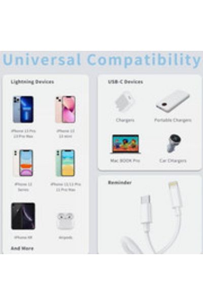 nelbo Data and charging cable, Nelbo, USB Type C - Lightning type, 1 M, white