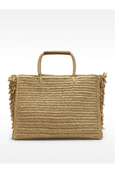 PARFOIS Hasır Efektli Püsküllü Shopper Çanta