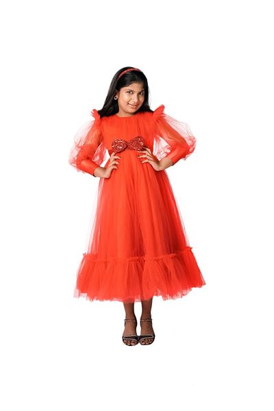 ddaniela Bow Detailed Princess Maxi Dress Red