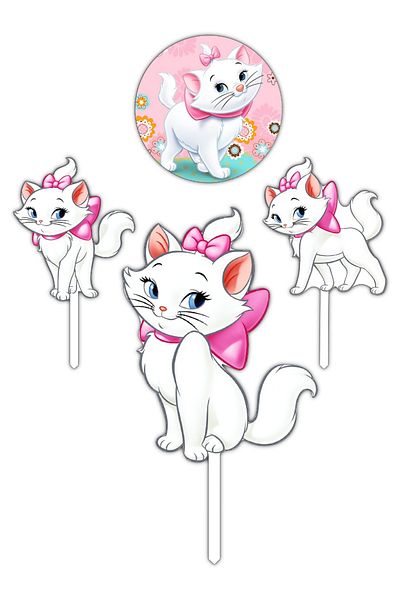 Bloom Atelier Marie Cat Cake Figurines, Set of 4 Cake Accessories, Cake Decoration Accessories, Cake Decorations