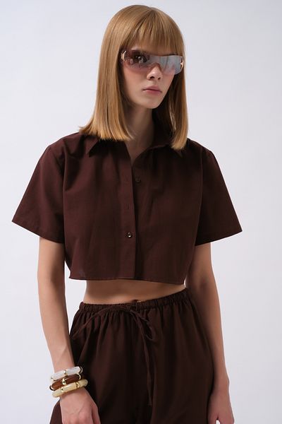 Black Fashion Cămașă maro din in