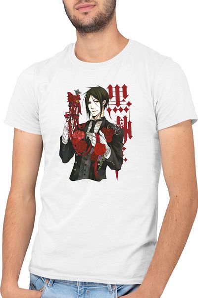 OEM Men's T-shirt Black Butler Waiter Demon Race Anime