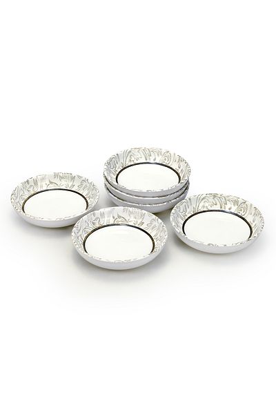 Edessa Ceramic ELANA 13cm Round Serving Bowl, White (Set of 6)