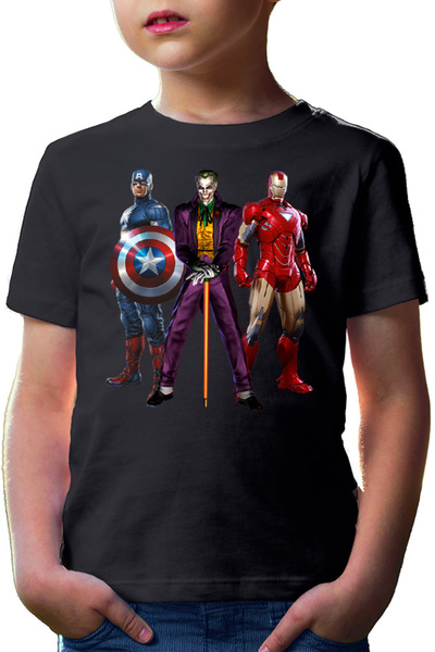 OEM Tricou copii Joker Captain America Ironman Trauma Sad Superhero