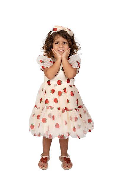 ddaniela STARWBERRY PRINTED DRESS WHITE