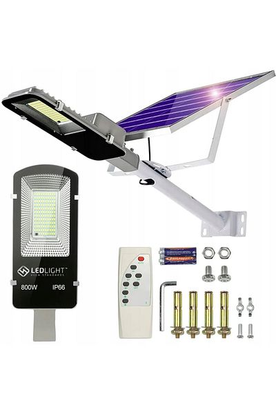 Azaris FELINAR DE GRĂDINĂ, LAMPĂ SOLARĂ PENTRU SÂLP, PANOU STRADAL PUTERNIC, 800W, 146 LED-URI