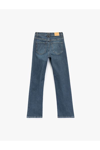 Koton Blugi crop cu talie înaltă, cu nasturi, cu buzunare, pantaloni spaniole - blugi evazați