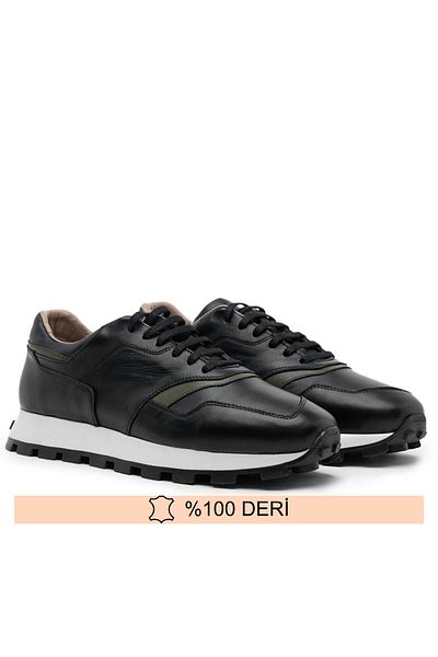 Fine Ayakkabıcılık Genuine Leather Black Men's N Sports Shoes 36-45