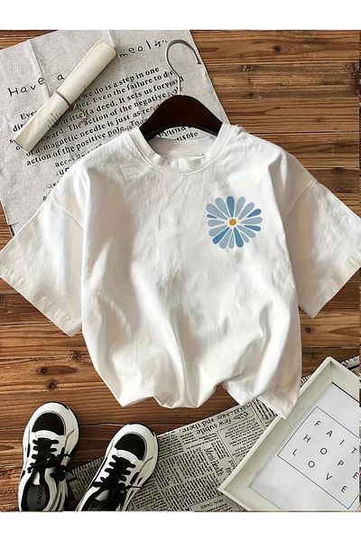 AEMİ Unisex but Even if Printed Oversize Crew Neck T-Shirt