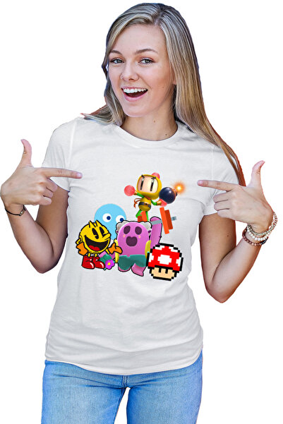 OEM Tricou Femei Brawl Stars Mario Bomberman Pacman Pink Spike Gameplay