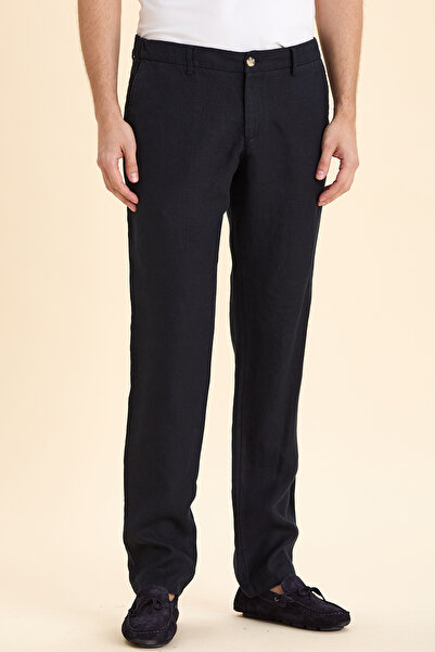 SMILE بنطلون تريفور من القطن باللون الأزرق الداكن