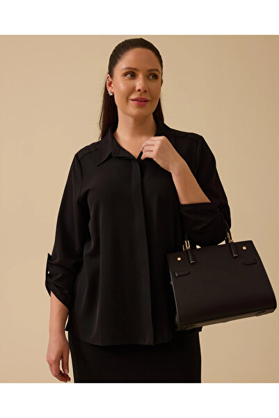 Gala-Xi قميص بأكمام طويلة وأزرار مخفية مقاس كبير