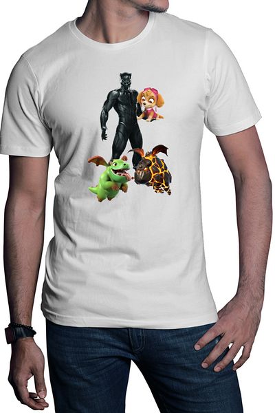 OEM Men's T-shirt Black Panther Paw Patrol Clash Royale Of Clans