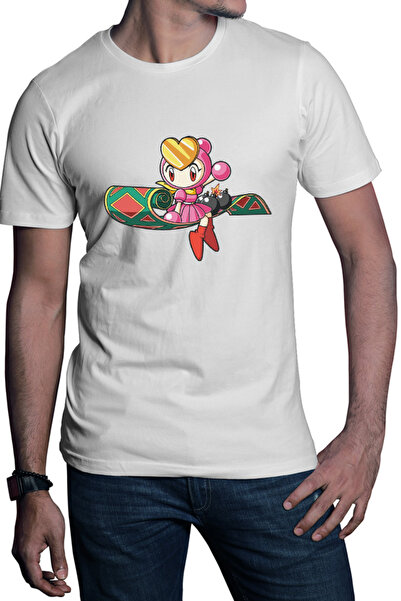 OEM Мъжка тениска Bomberman Girl Fly Carpet Game Mode Sega