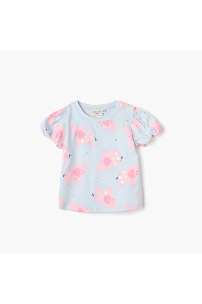 Juniors All-Over Elephant Print T-shirt