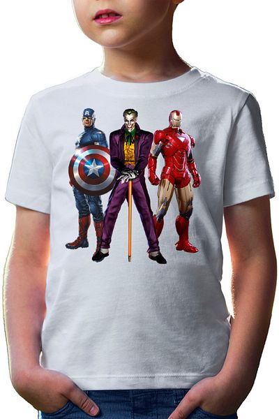 OEM Tricou copii Joker Captain America Ironman Trauma Sad Superhero