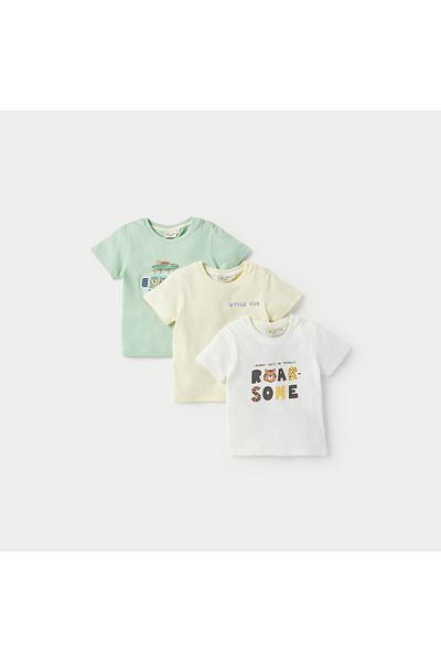 Juniors Animal Print T-Shirt with Short Sleeves and Crew Neck - Set of 3