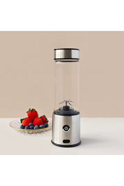 leeways 450 ml Taşınabilir Smoothie Blender Şarjlı Paslanmaz Çelik Bıçaklı Mikser Yedek Silion Kapaklı