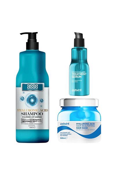 Ostwint Set Hyaluronic Acid Hair Shampoo 1000ml, Hyaluronic Acid Hair Mask 500ml, Collagen Hair Serum 100ml