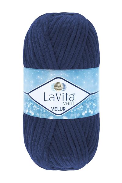 LaVita Yarn Ață de tricotat manuală din catifea Velur 100% poliester 100gr (5054 ALBASTRU ÎNCHIS)