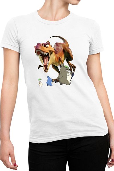 OEM Tricou Femei Ice Age Totoro Dinosaur T-Rex Ghibli Animation