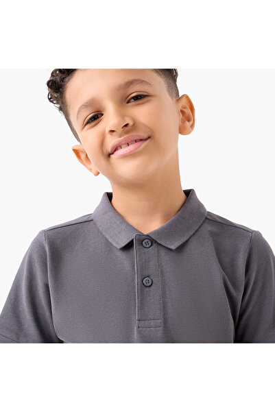 Juniors Solid Polo T-shirt with Short Sleeves