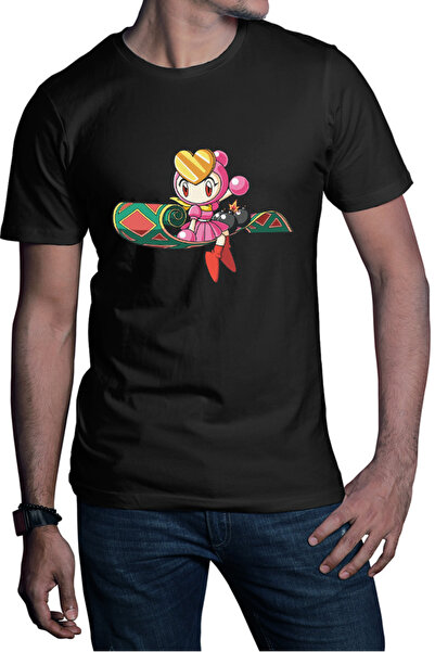 OEM Мъжка тениска Bomberman Girl Fly Carpet Game Mode Sega