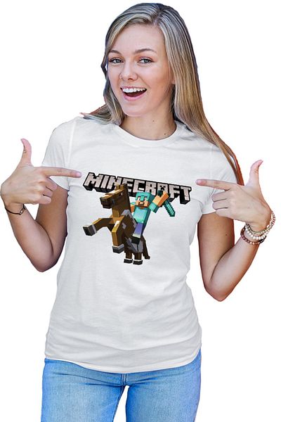 OEM Tricou Femei Minecraft Logo Horse Diamond Armor Tools