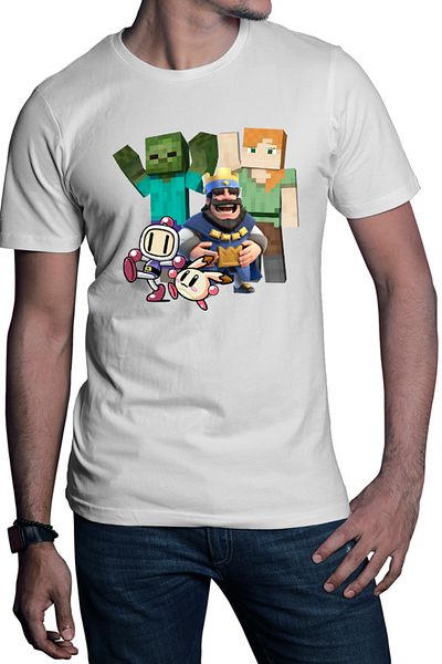OEM Men's T-shirt Minecraft Brawl Stars Bomberman Kawaii Open World