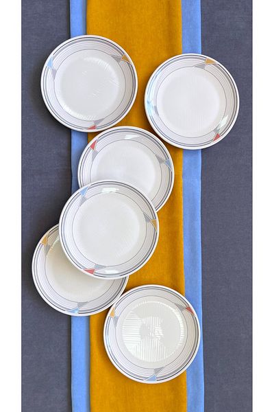 Erbaşlar Luxury Ceramic Never Pattern Cake Set for 6 People Serving Plate (26 cm)