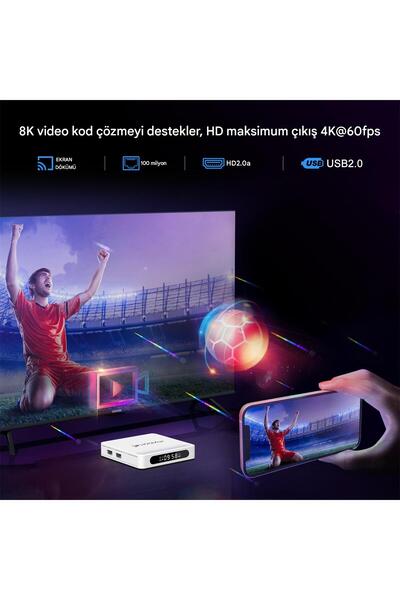 h96max H618 Plus 8K Android 14.0 TV Box 4GB+32GB Medya Oynatıcı Air Mouse WiFi6 BT 5.4 Ethernet Sesli Komut