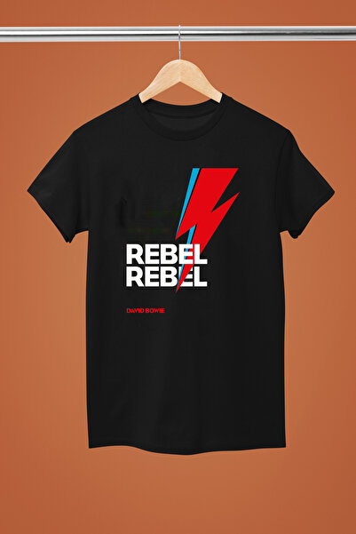 MAGORS تيشيرت ديفيد باوي مطبوع من القطن بأكمام قصيرة وقصة عادية