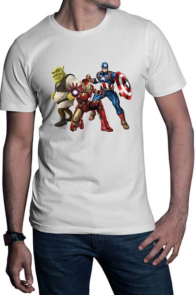 OEM Men's T-shirt Shrek Captain America Ironman Super Powers Comics