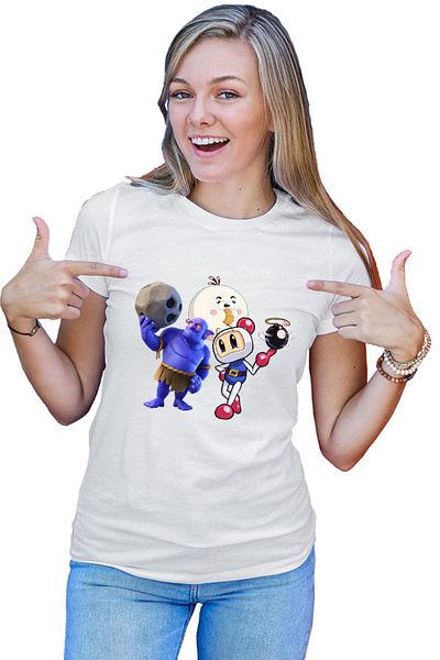 OEM Tricou Femei Clash of Clans Tank Rock Throw Bomberman Angry