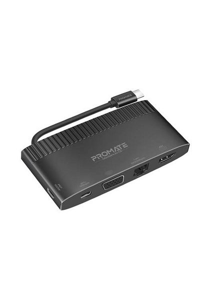 Promate 6-in-1 USB-C Multiport Hub Includes HDMI, VGA, 4K, 1080p