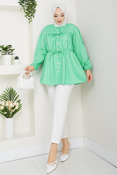 Pamuk Butik Γυναικείο πουκάμισο με λεπτομέρεια με κορδόνια