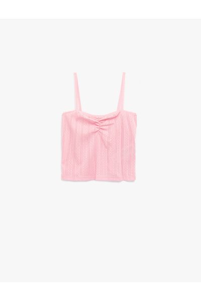 Koton Βαμβακερό λουράκι με κορδόνι με υφή Slim Fit Crop Singlet